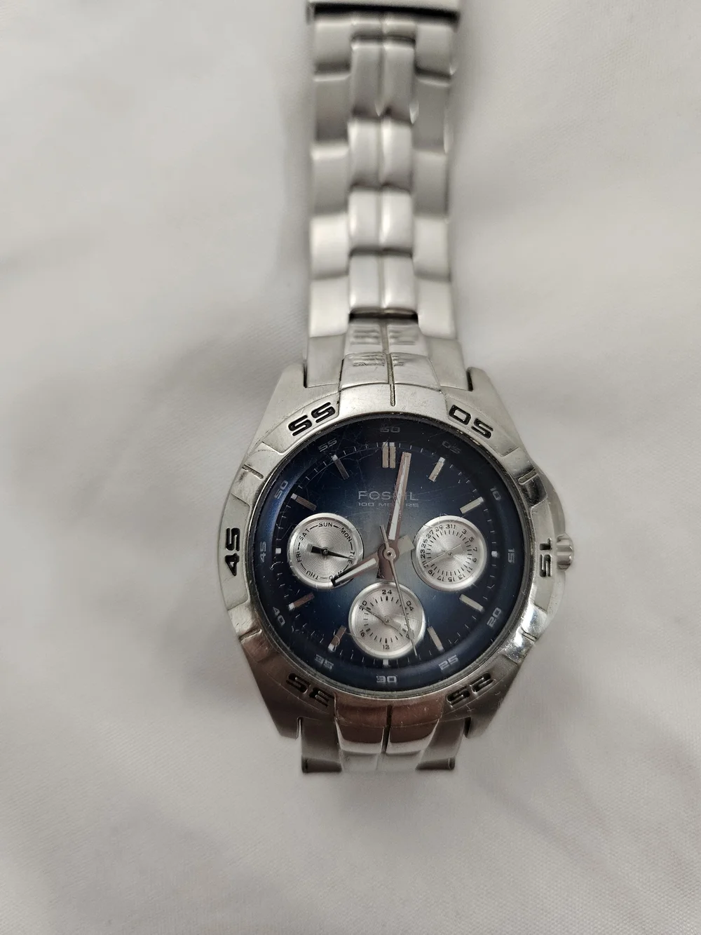Fossil Stainless Steel Chronograph Watch‎ - Blue Dial